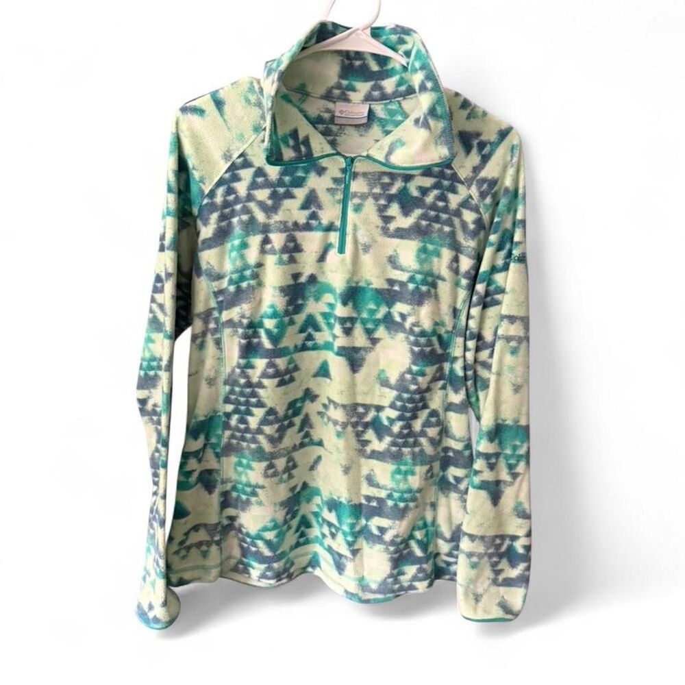 Columbia Women’s Arctic Air Geometric 1/4 Zip Fleece Pullover Mint Teal. Size L